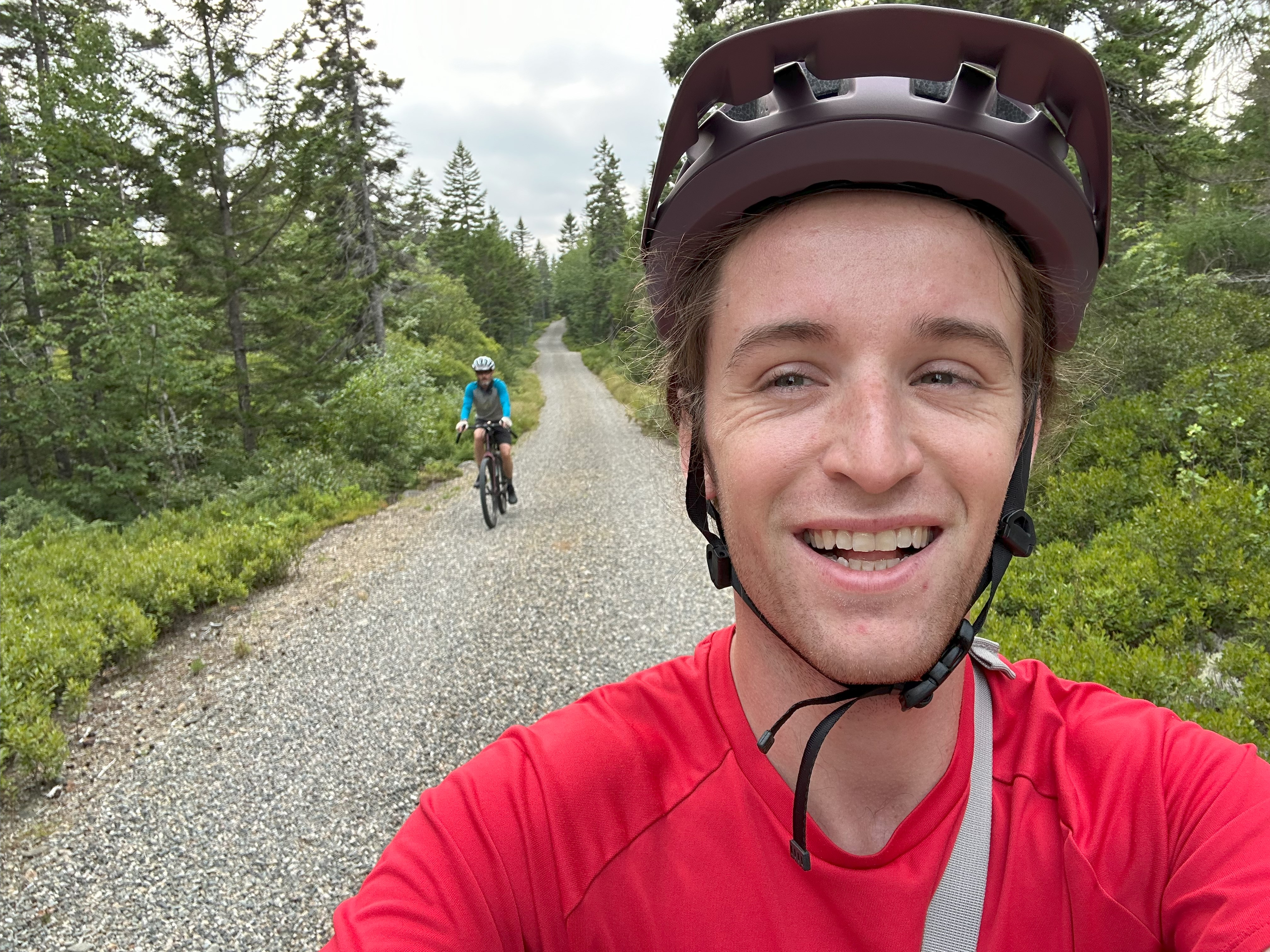 Sebastian biking with his dad