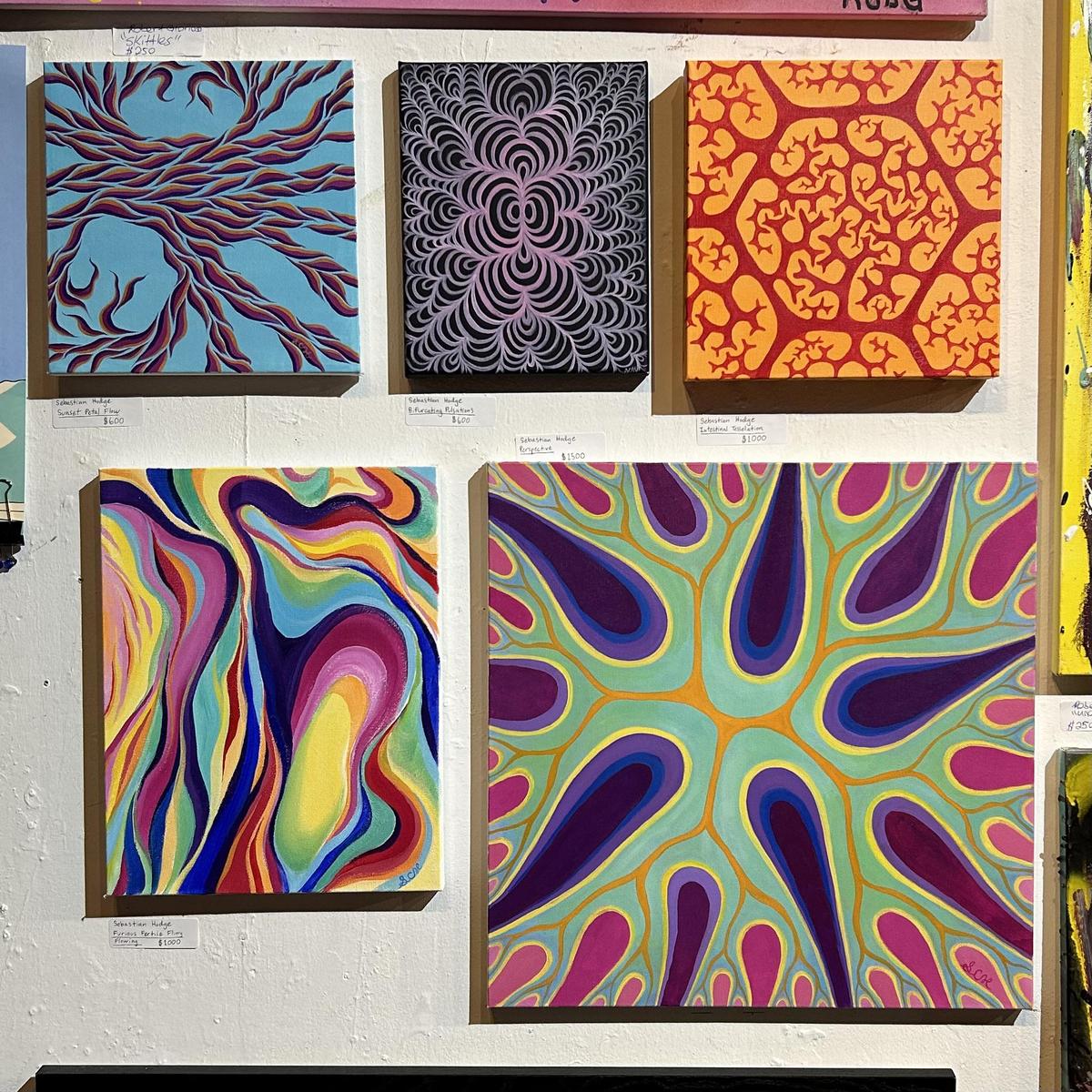 Some of Sebastian's work in an art show