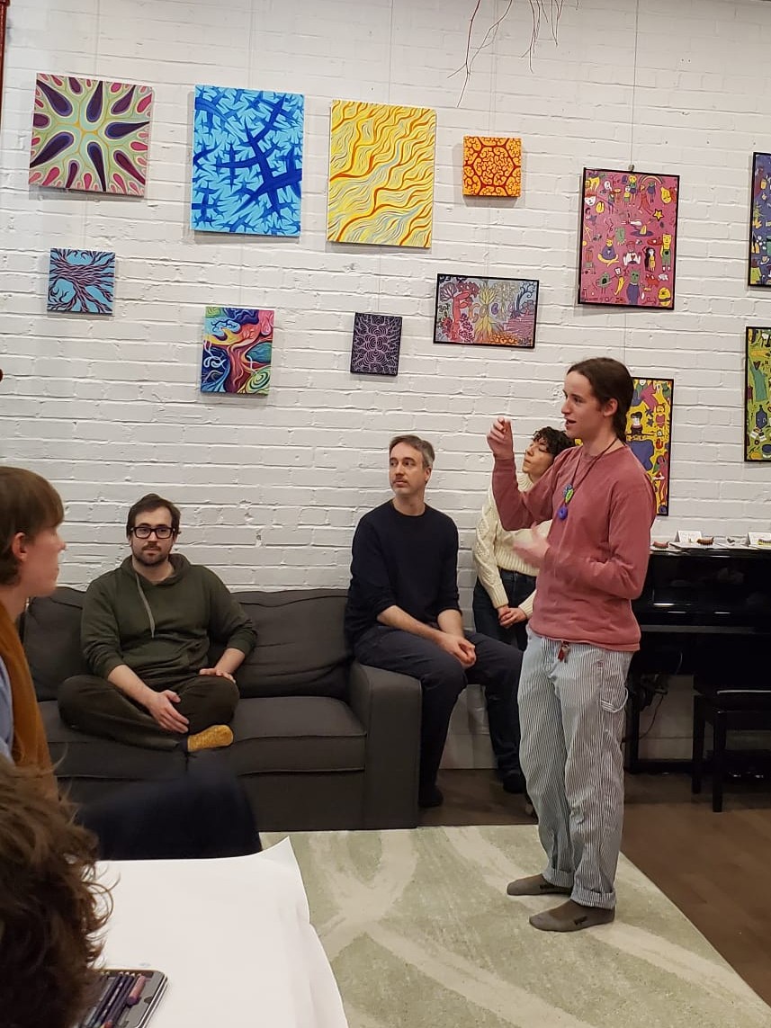 Some of Sebastian's work in an art show