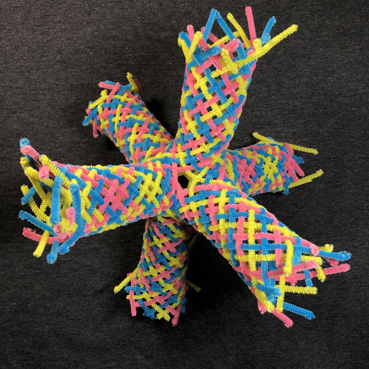 Some woven pipe cleaner sculptures, by Sebastian